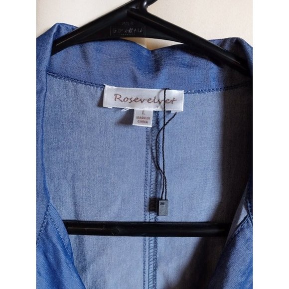 Rose‎ Velvet Size Large Zip/Button Front Long Sleeve Pants Jumpsuit BRAND NEW - Picture 4 of 7